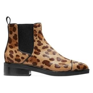 Cole Haan‎ Womens Size 8 Mara Animal Leopard Print Calf Hair Leather Ankle Boots